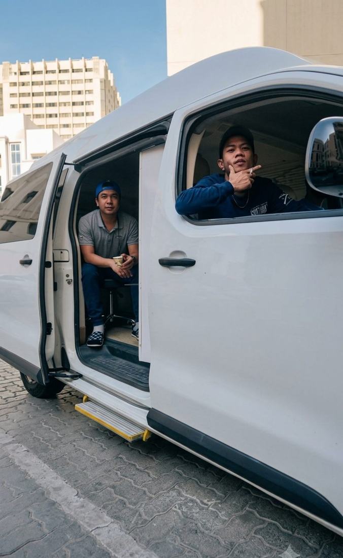 The Zahar team with their fully equipped mobile sharpening van